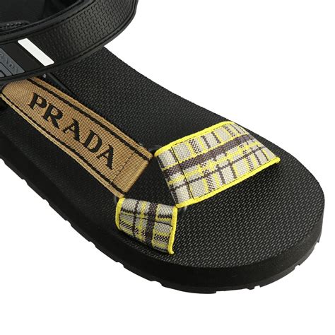 prada flat with buckle|Black Flat Leather Sandals .